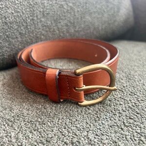 Madewell Women’s Light Brown Leather Belt with Gold Buckle